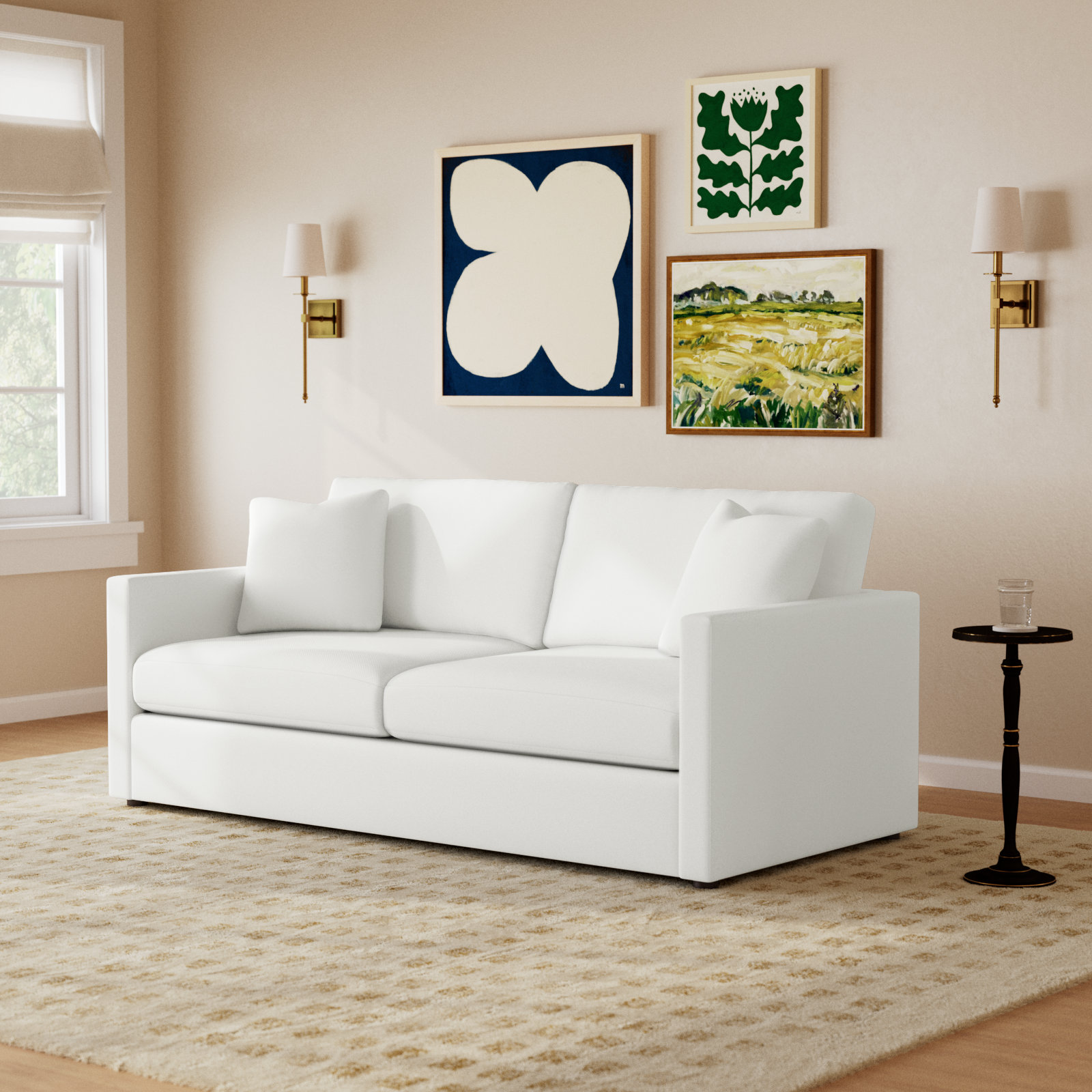 Godwin 75'' Upholstered Sofa, Classic Bleach White Twill