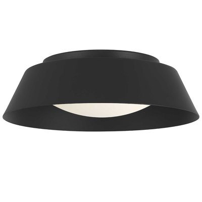 15-Inch Black Led Ceiling Light With 5 Color Temperatures, Featuring An Etched White Glass Diffuser Design Suitable For Indoor Use.