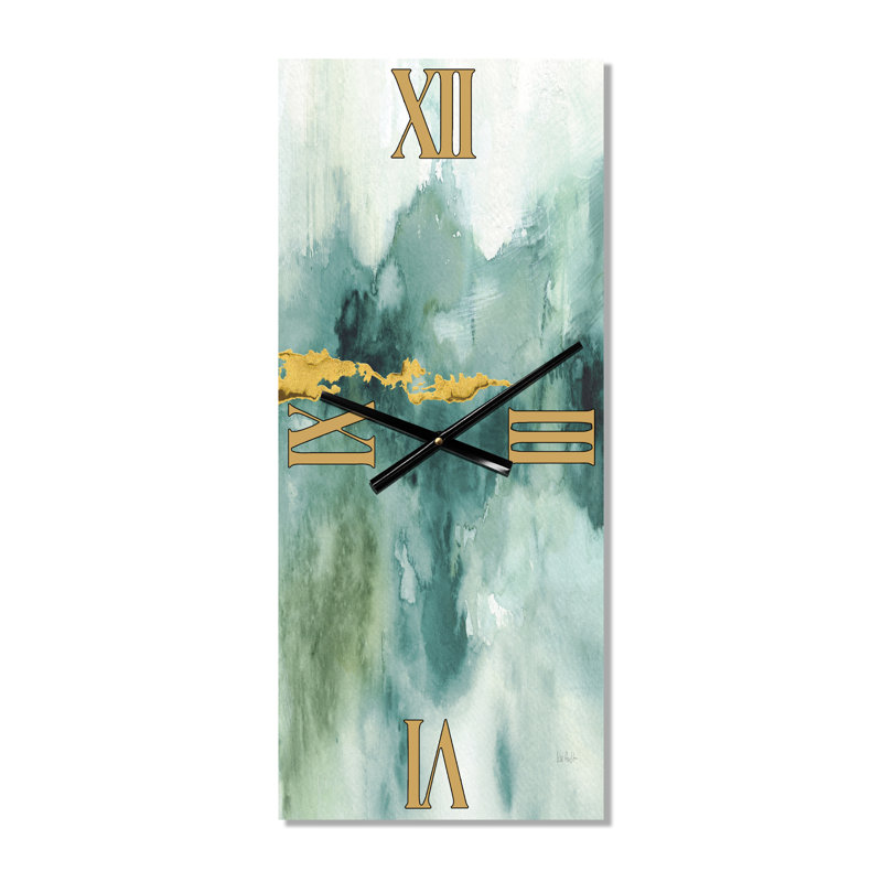 Horloge murale bleue avec impression aquarelle bleue et or, Petit