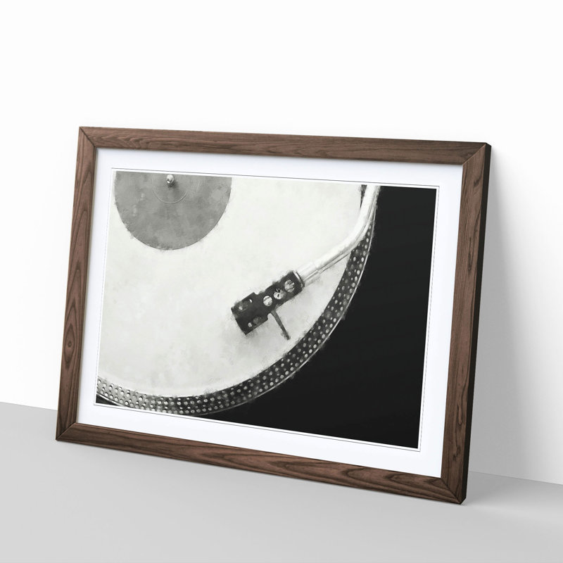 Needle of the Turntable - Picture Frame Graphic Art Print, 24cm H x 33cm W x 2cm D, Walnut Framed