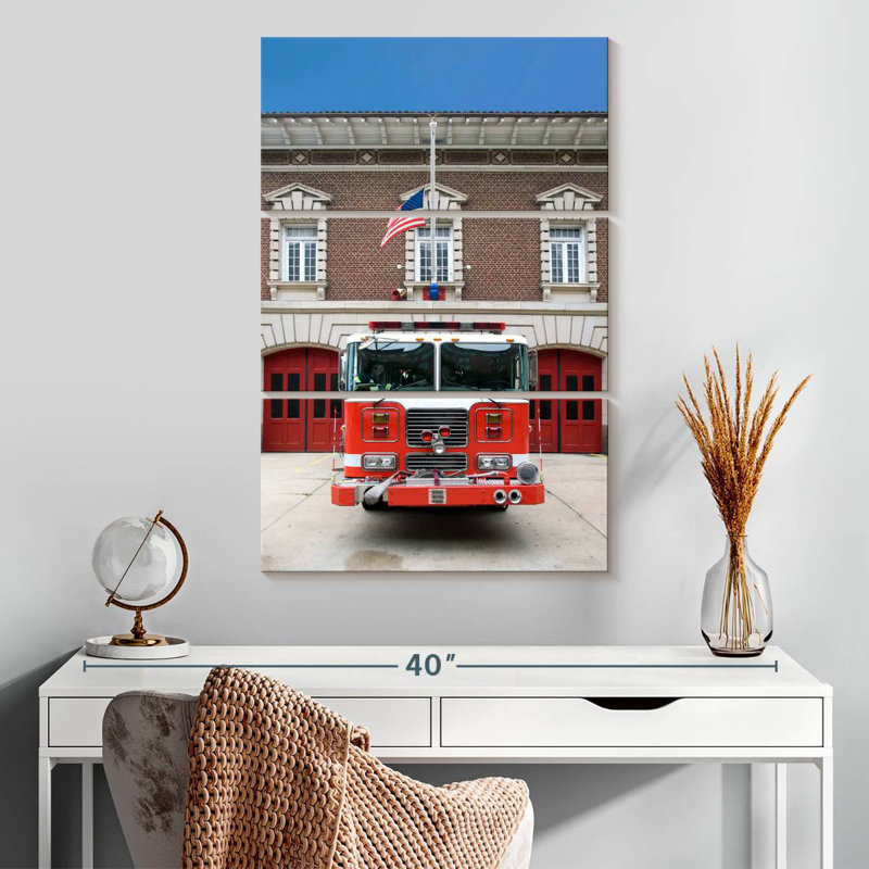Mehar Parked Fire Truck, 32" H x 20" W