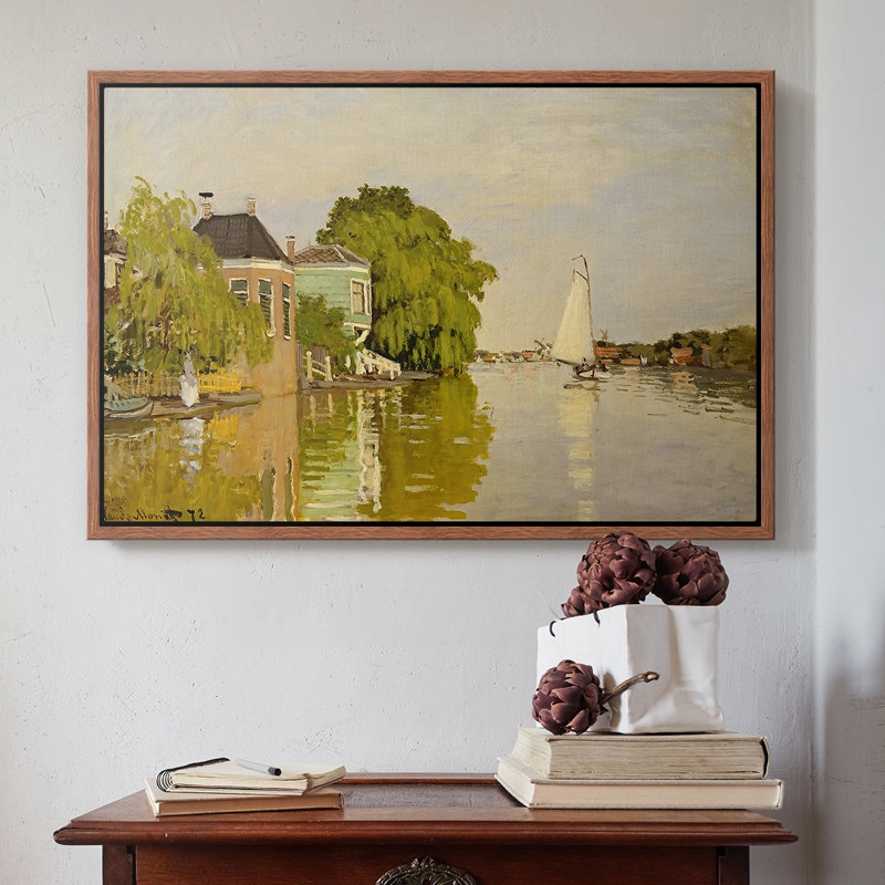 Maisons sur l'Achterzaan, 1871 - Claude Monet, toile tendue avec châssis, 16 x 24, Noyer