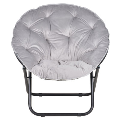 Saucer Chair Saucer Chair For Adults, Papasan Folding Moon Chair, Large Saucer UFO Chair With Collapsible Metal Frame, Fuzzy Foldable Dish Seat For Ho