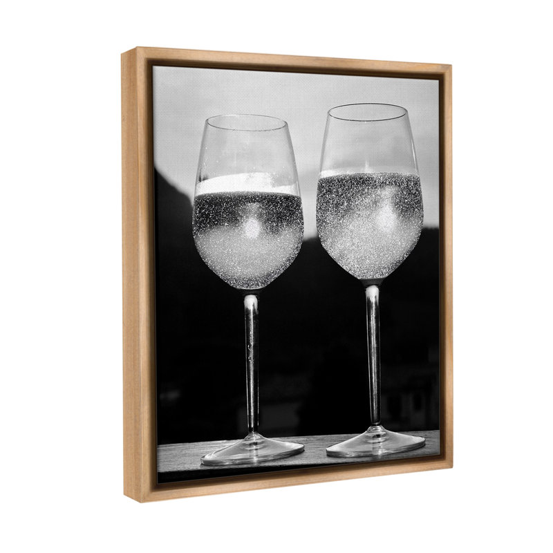 «Fizzy Champagne Glasses Floater Frame» par Lil 'Rue sur toile, Cadre flottant orme Montalcino, H 31 po x l 25 po