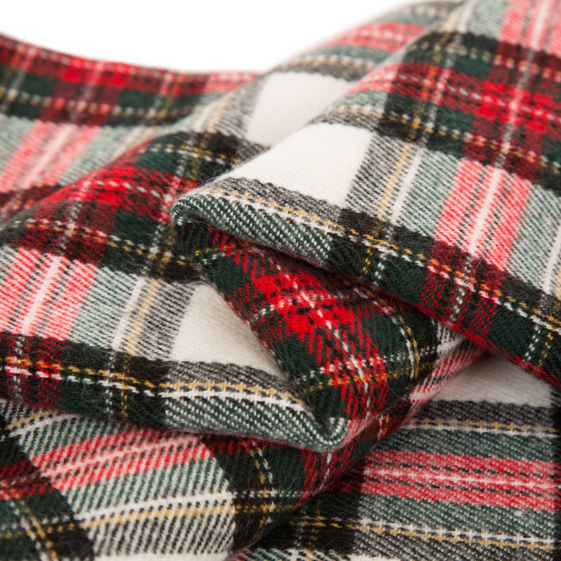Red and White Plaid Acrylic Fringe Throw Blanket