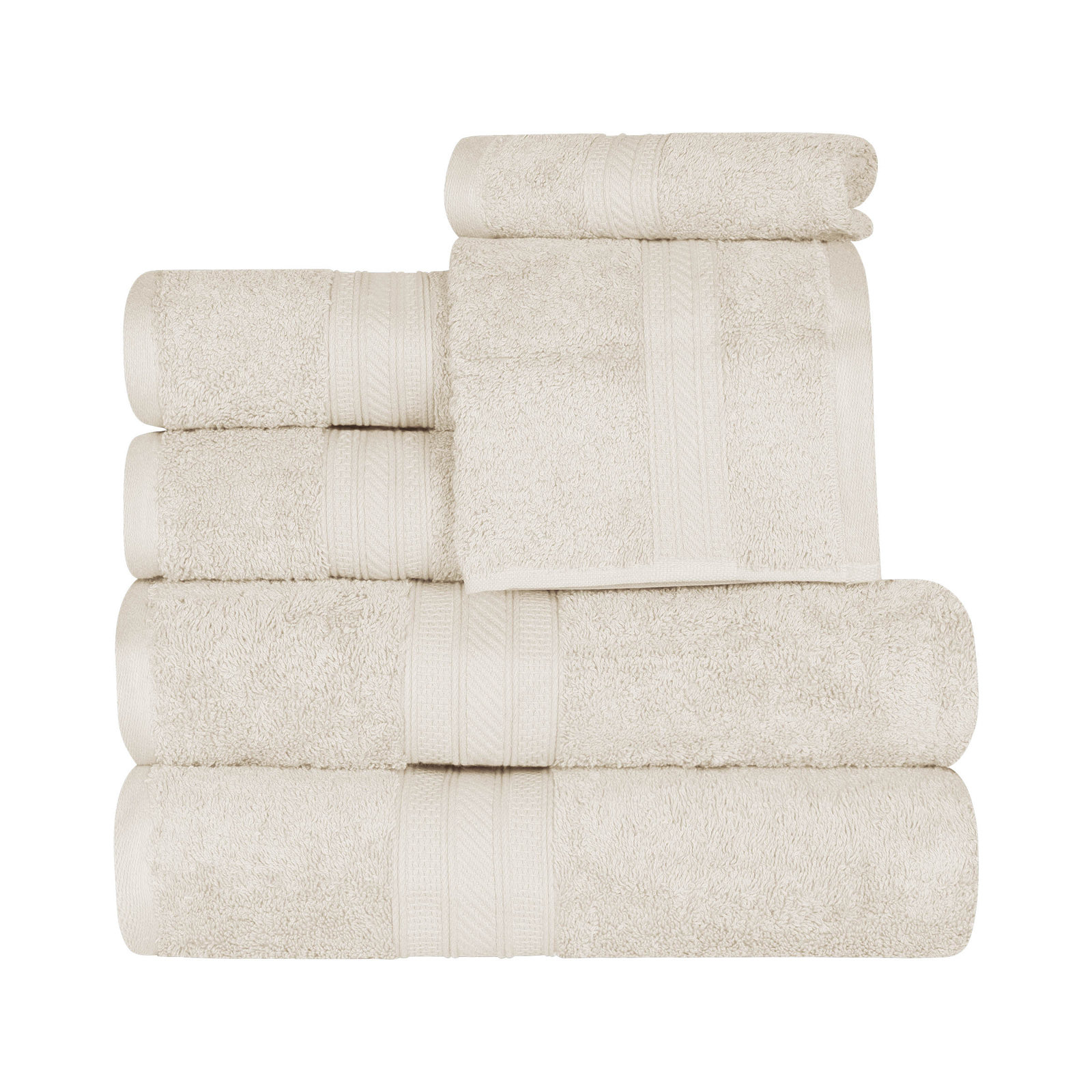 Glenlee 700GSM Long Staple Combed Cotton 6-Piece Towel Set, Almond