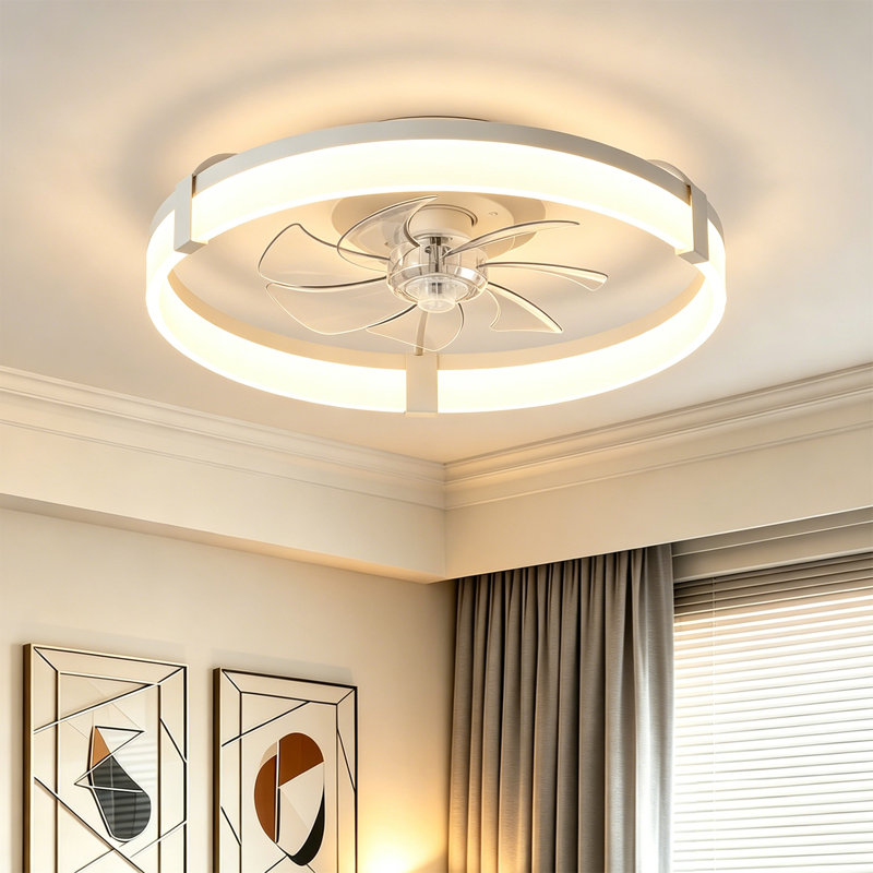 Makaiyla  20" Indoor Crystal Ceiling Fan with Light and Remote & App Control, Matte White