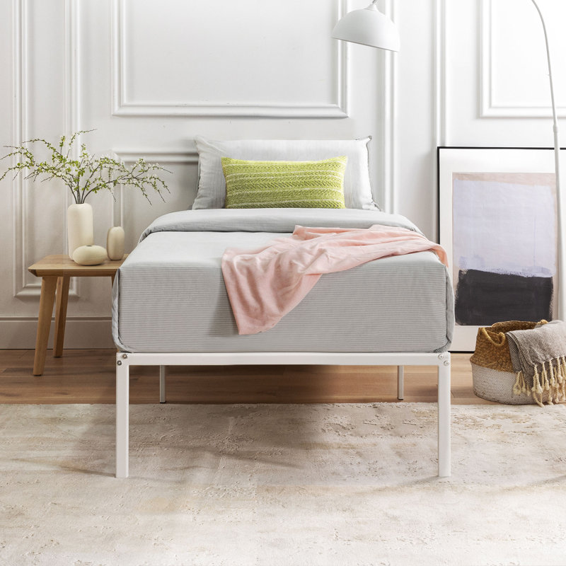 Lit plateforme en acier 16 po Messancy, Simple, Blanc