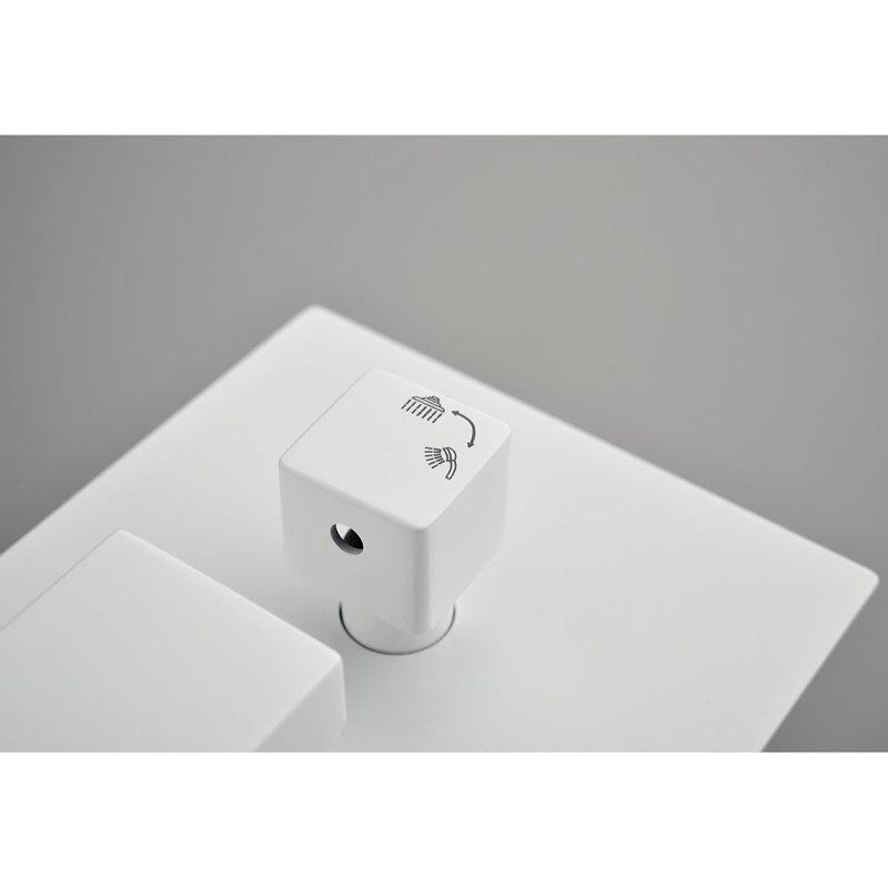 Ceiling Mounted 16" Shower Configuration - Air Injection Delivers Wonderful Bathing Experience, Brass & Sus304 Stainless, White Bath Shower, With Head, Hand 59" Hose, Bracket, Valve Mounting