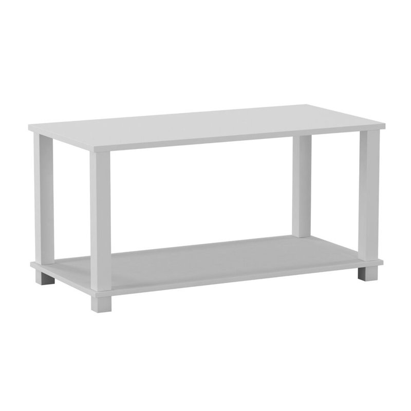 Shemari Solid Wood Coffee Table with Storage, White, White