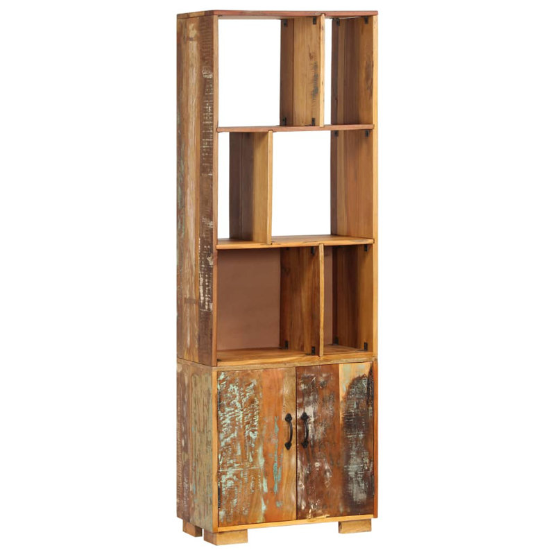 Bibliothèque avec 2 portes en bois massif récupéré, Brun