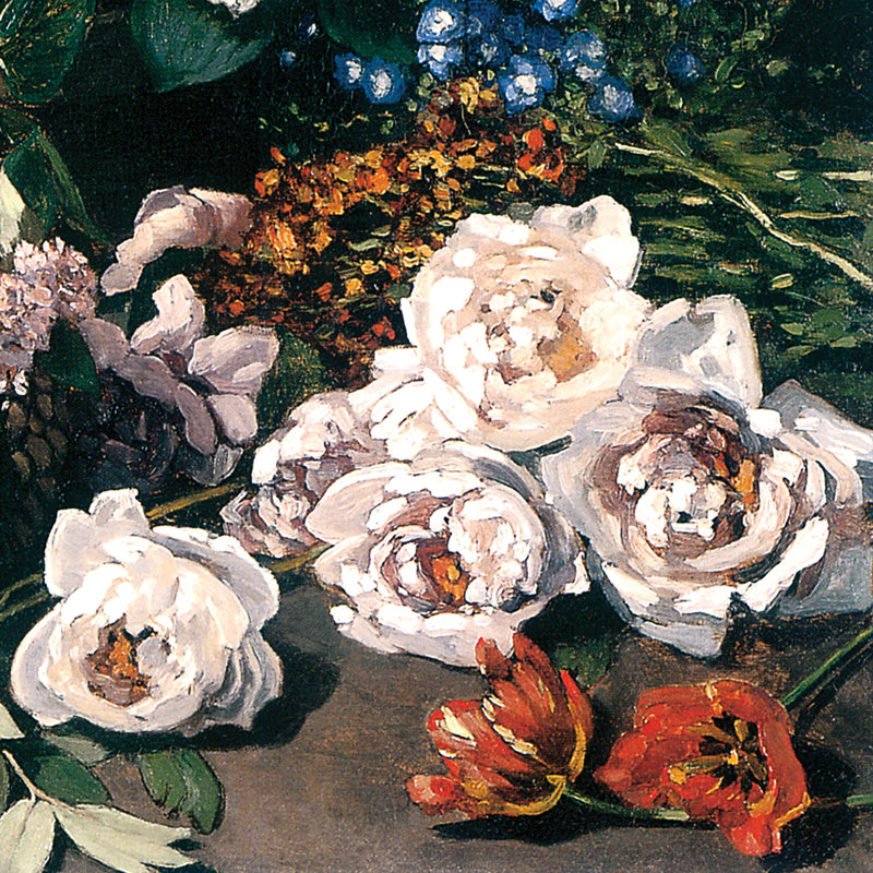 Spring Flowers 1864 Framed Canvas Painting with Gold-Toned Frame
