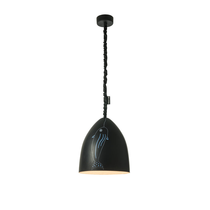 1 - Light Black Bell Pendant, White
