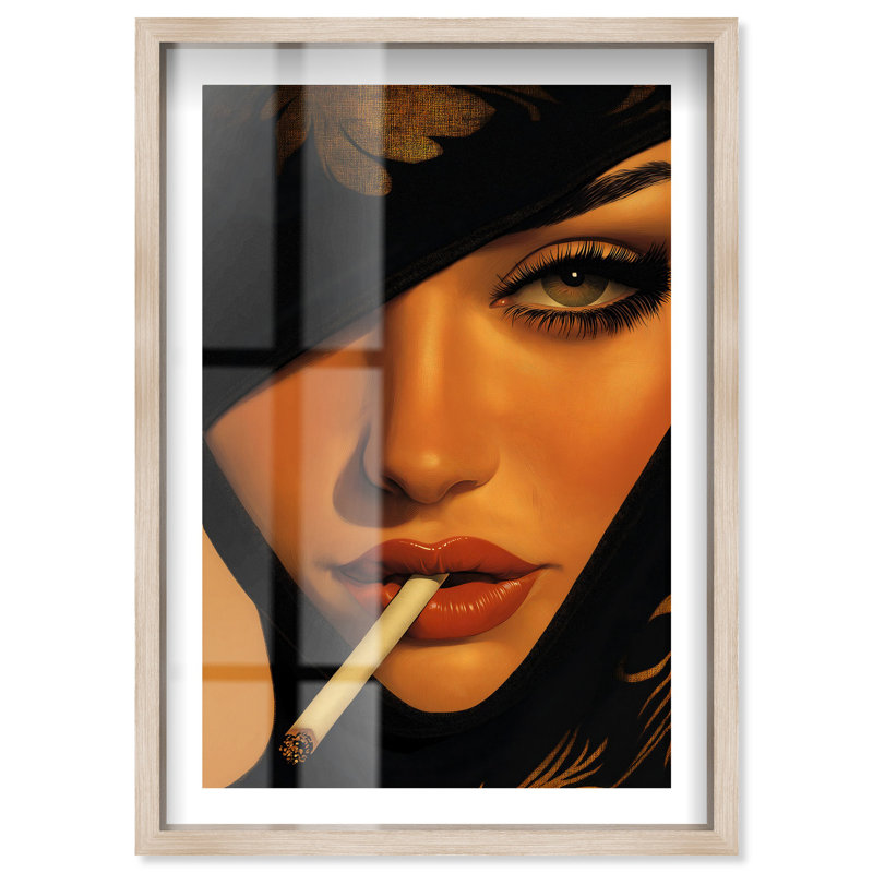 «Retro Rebel Chic Shadowbox Print» par Notoriart, Crème, crème, H 55 po x l 37 po