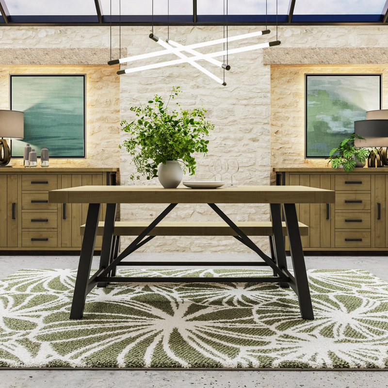 San Diego Dining Table. Steel Trestle Frame. Solid Pine Top - Seats 6 People OR Seats 8 People, 76cm H x 200cm W x 100cm D