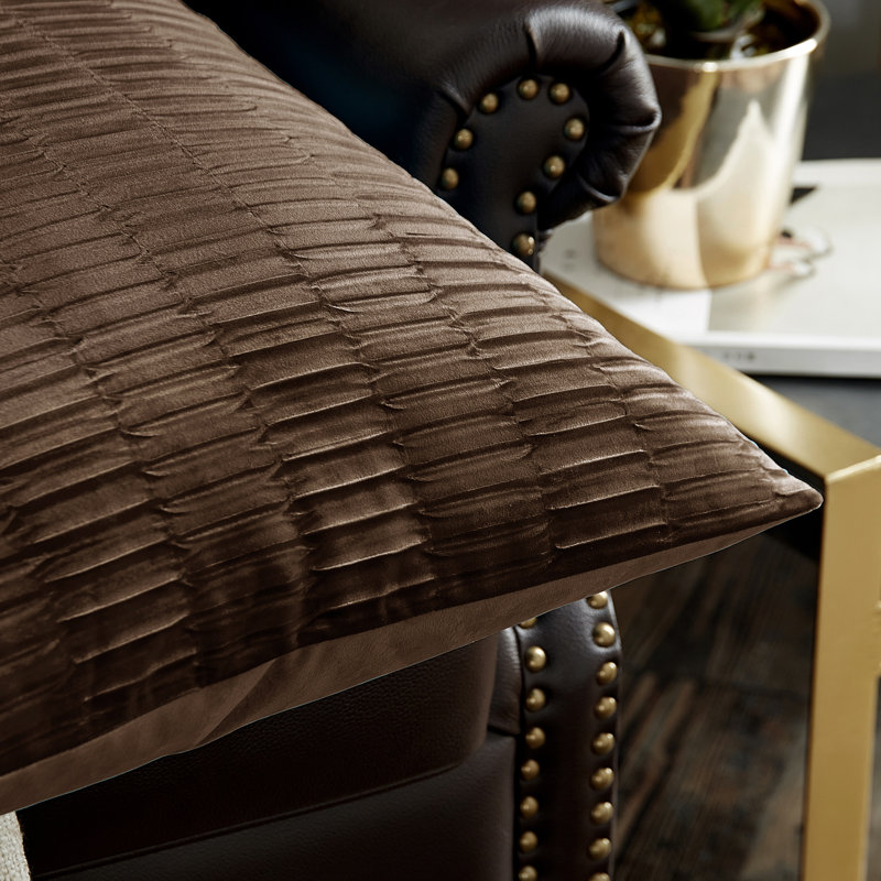 Velvet Pleated Throw Pillow Cover, Carafe