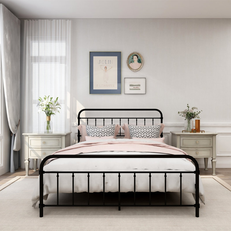 Colina Metal Bed, Black, Queen