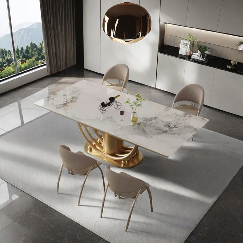 Ensemble de table de salle à manger moderne en pierre frittée, H 29,5 po x L 70,9 po x l 35,4 po 