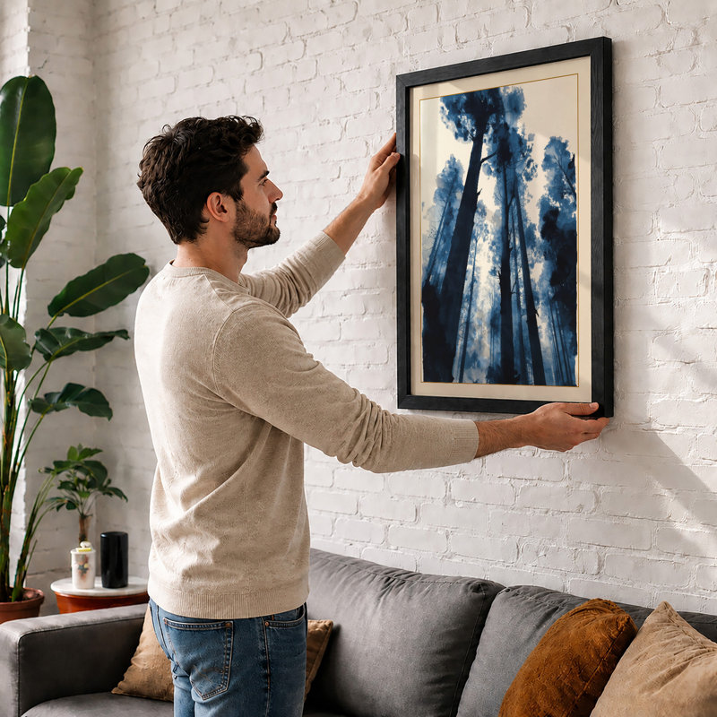 Towering Redwoods Scandinavian - Framed Print, A3 - 42.0 x 29.7 cm, White