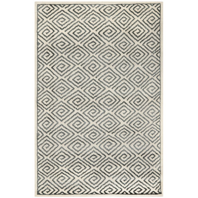 Mosaic Hand Knotted Wool And Viscose Geometric Rug