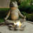 15" H Meditating Frog Water Fountain W/LEDs