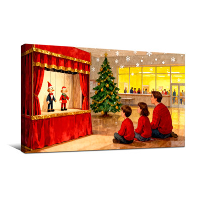 Christmas Christmas Puppet Show Family Scene