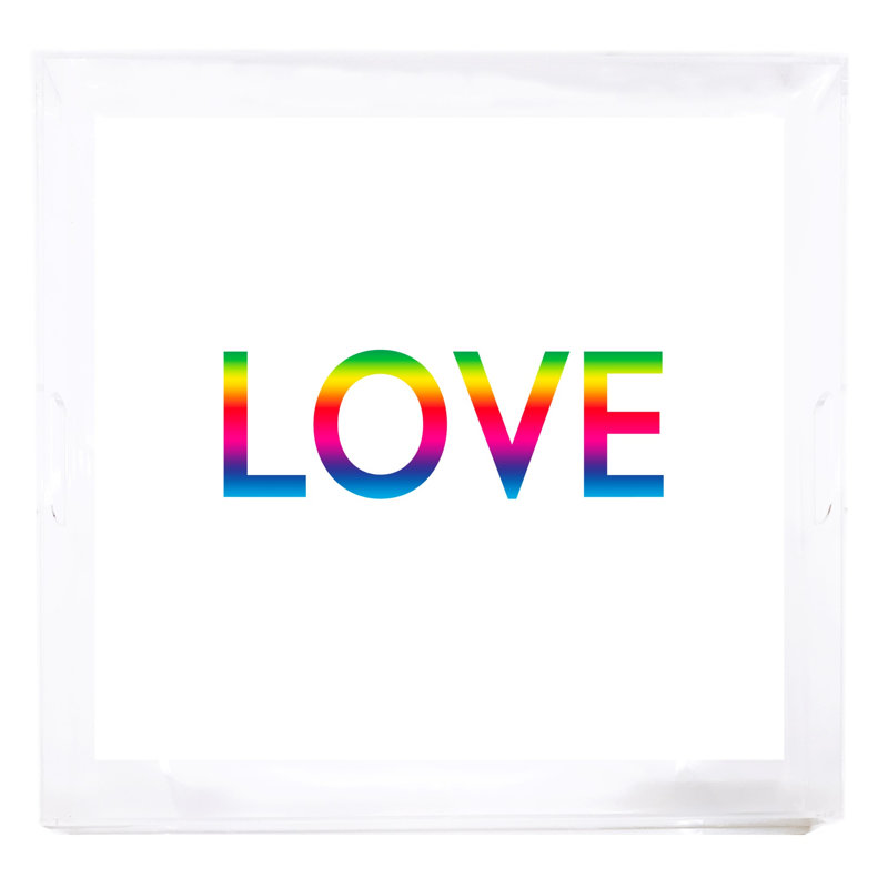 Love Acrylic Square Decorative Tray, Rainbow