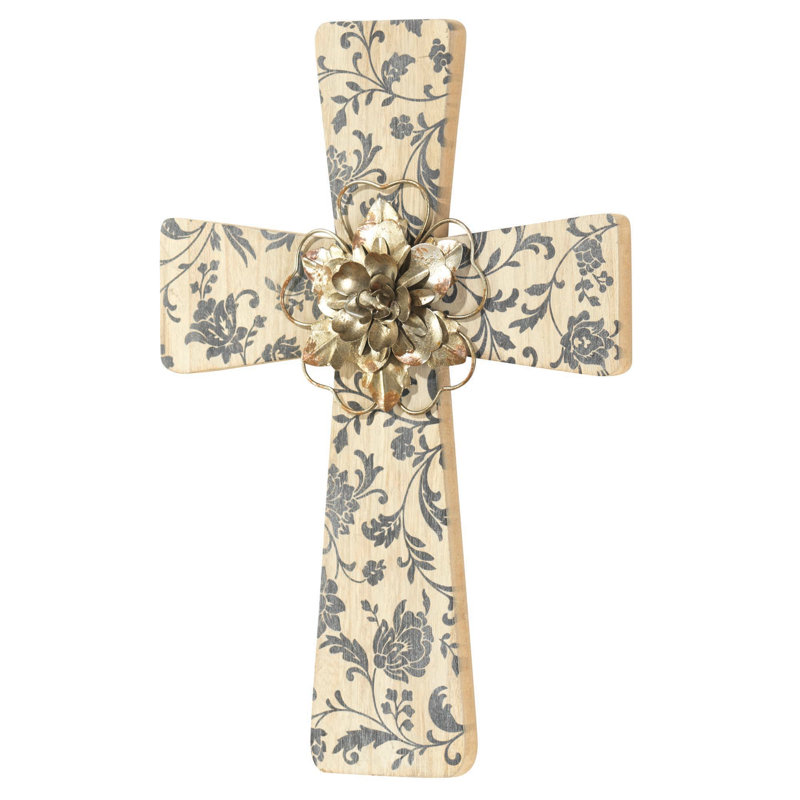 Décoration murale en métal avec croix en bois