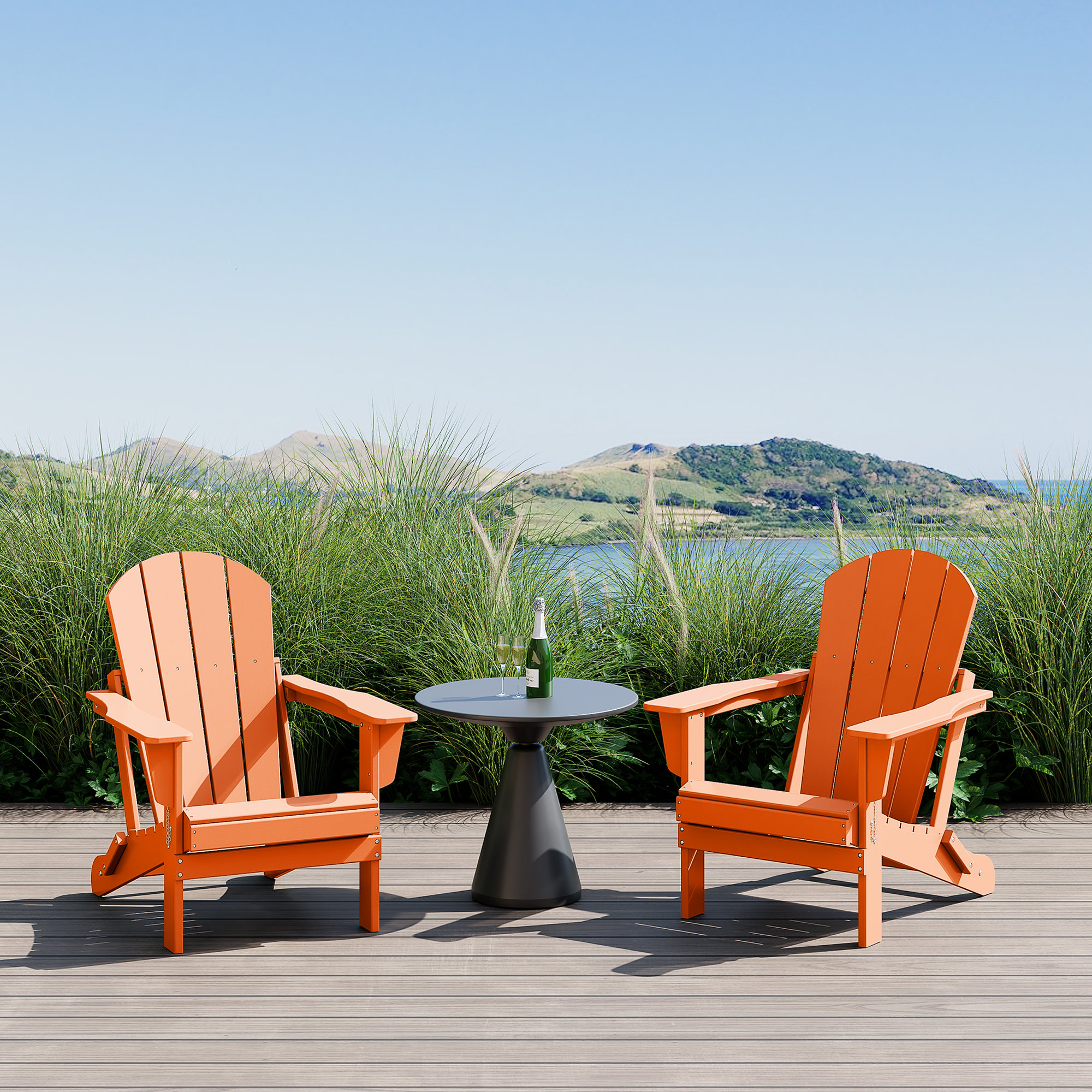Laguna Foldable Outdoor Adirondack Set, Orange