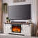Makenli Farmhouse TV Stand with 23" Electric Fireplace for TVs up to 75", Sliding Barn Door