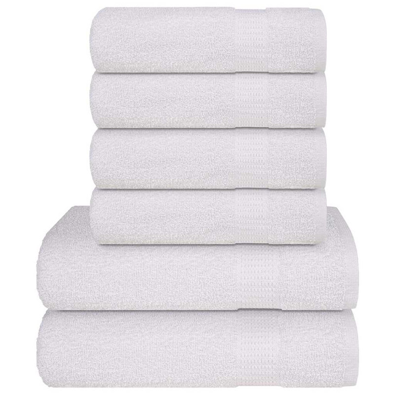 Towel Set 360 Gsm 100% Cotton, 6 Piece Towel Set, White