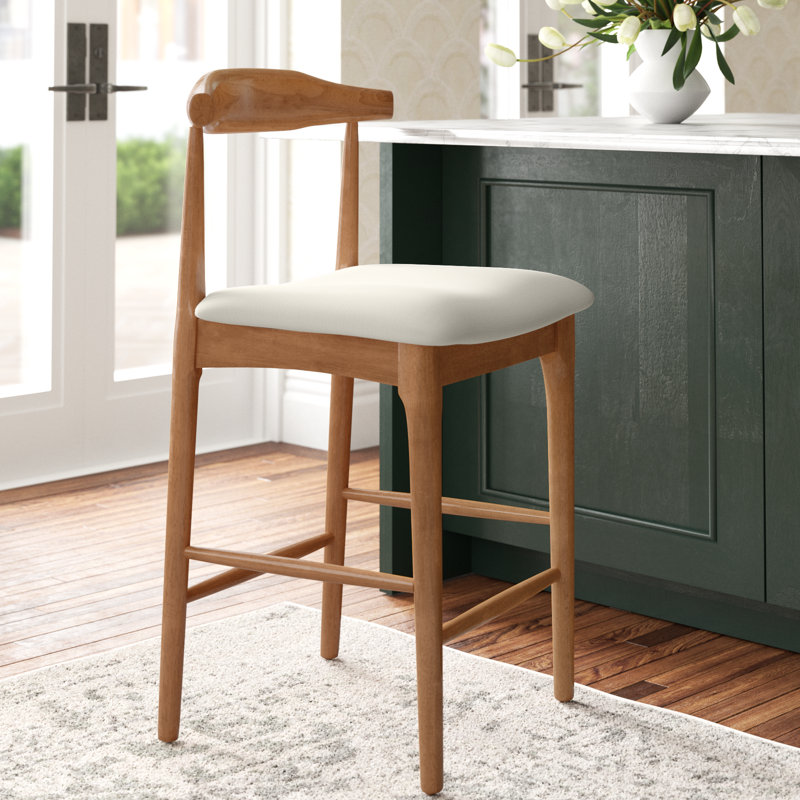 Hank Counter/Bar Stool, Counter Stool (25.67" Seat Height), Walnut, Cream
