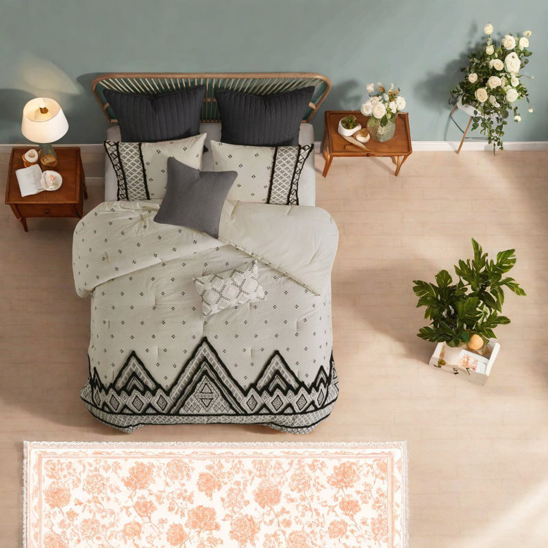 Ensemble de literie en coton naturel et lin Lin Boho