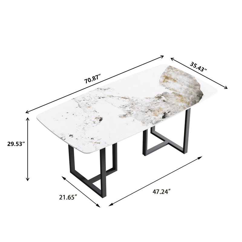 Table de salle à manger Evannie, Noir, Pandora, H 29,53 po x L 70,87 po x l 35,43 po