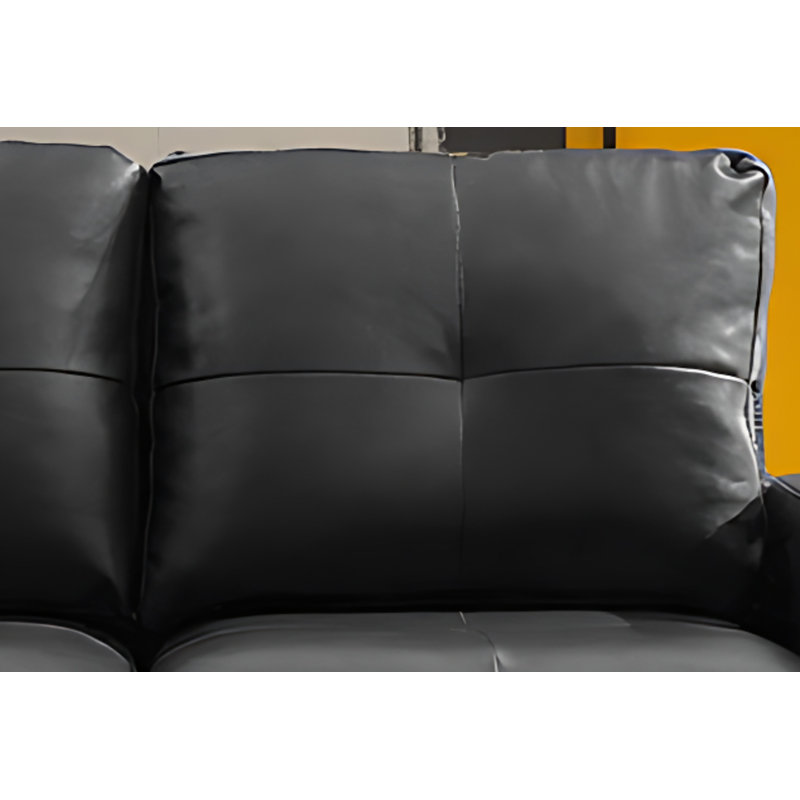 Worthen Modular Loveseat in Faux Leather, Black