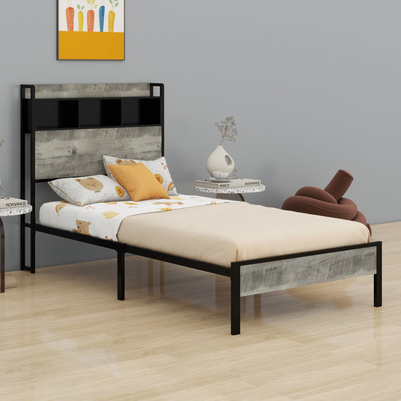Lit plateforme avec rangement et accessoires, Lit simple