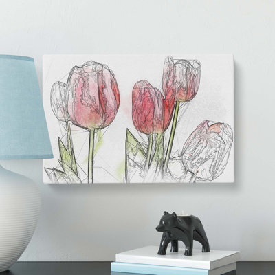 Beautiful Pink Tulips - Wrapped Canvas