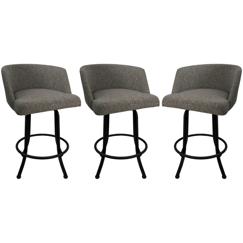 Tabouret pivotant, Noir, gris, Tabouret de comptoir (siège d'une hauteur de 26 p