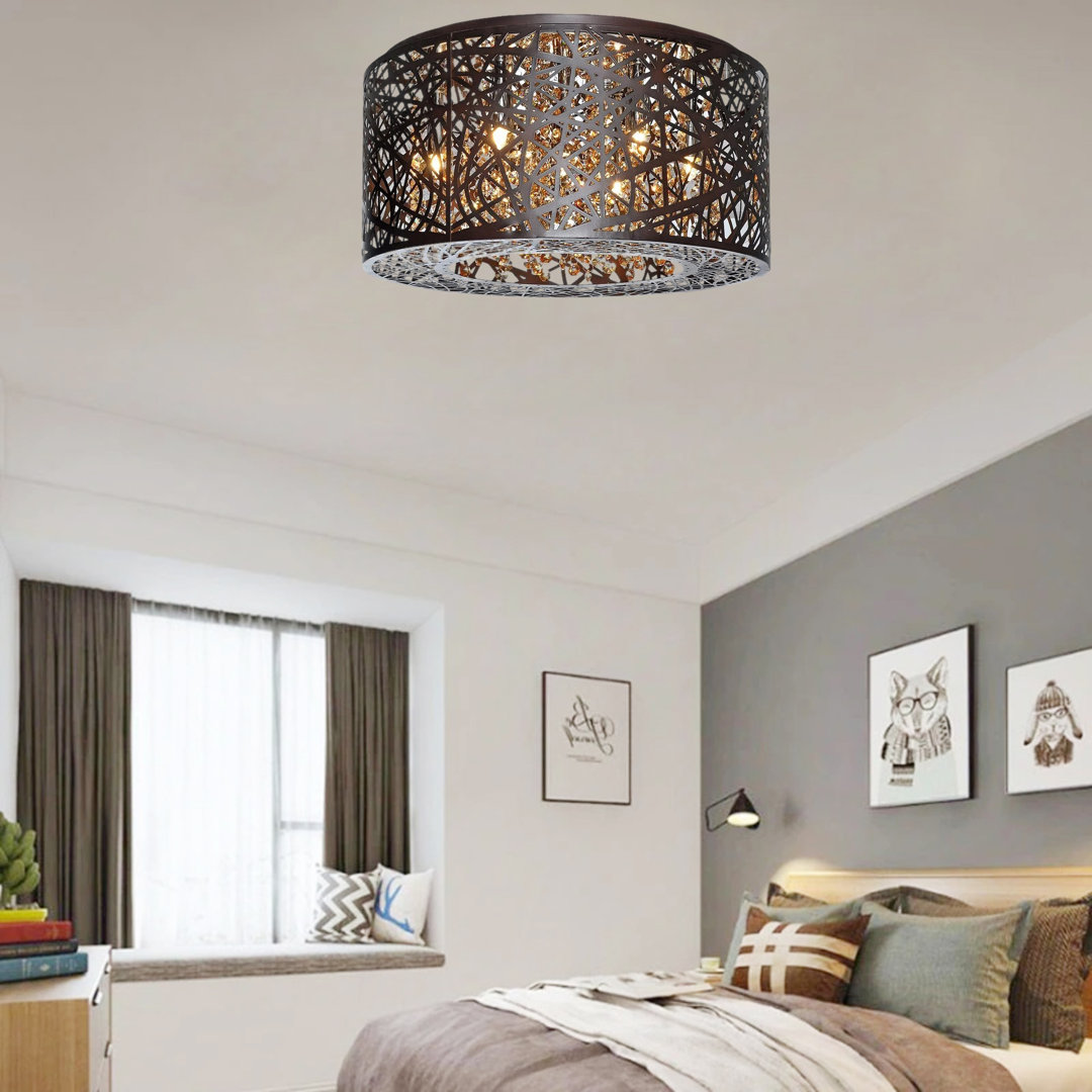 Ahriya 15.7-Inch Laser-Cut 4-Light Crystal Metal Flush mount Ivy Bronx Fixture 