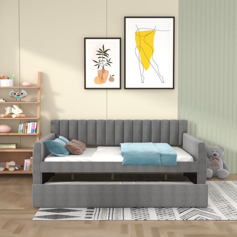 Lit tapissier Emmelee, gris