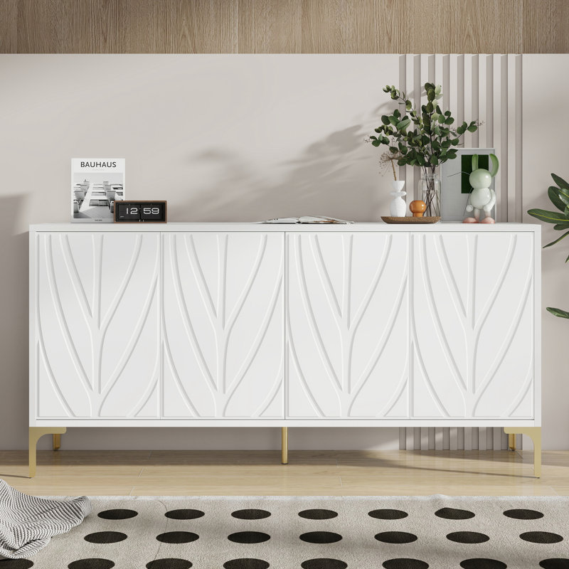 Buffet 4 portes pour salle à manger, salon, chambre à coucher, couloir, Blanc
