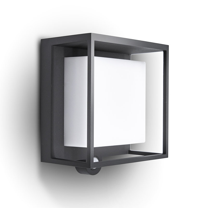 Modern Black Aluminum Solar LED Outdoor Wall Lantern