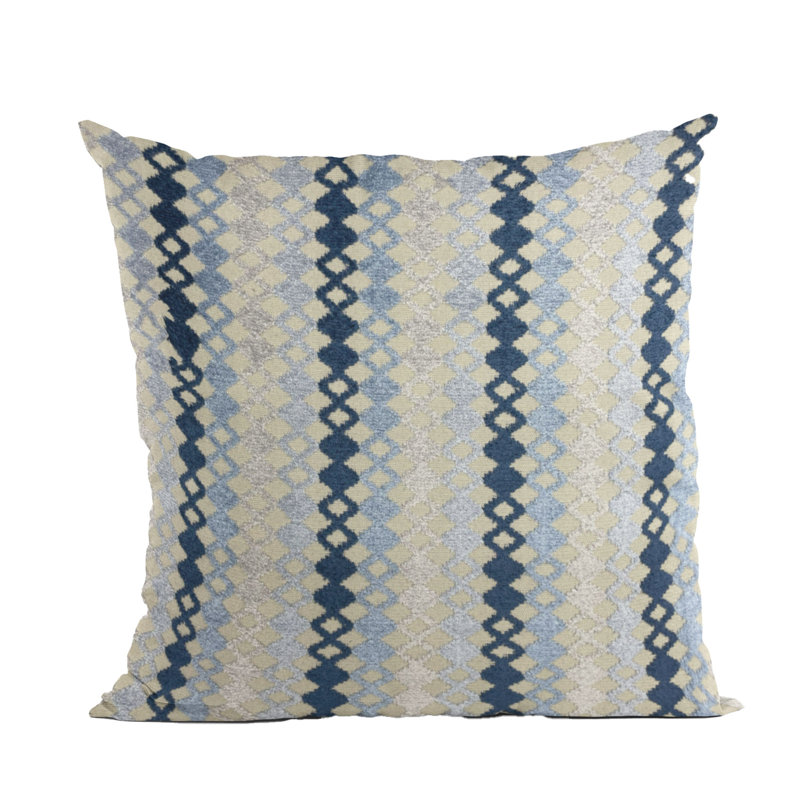 Coussin Plutus Grand Manor, H 12 po x l 20 po, Bleu / gris / rayé bleu marine, Forme rectangulaire