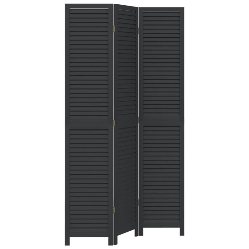 Paravent en bois massif 4 panneaux Paulownia, Noir, noir, noir, noir, H 78,7 po x l 43,3 po x P 0,63 po