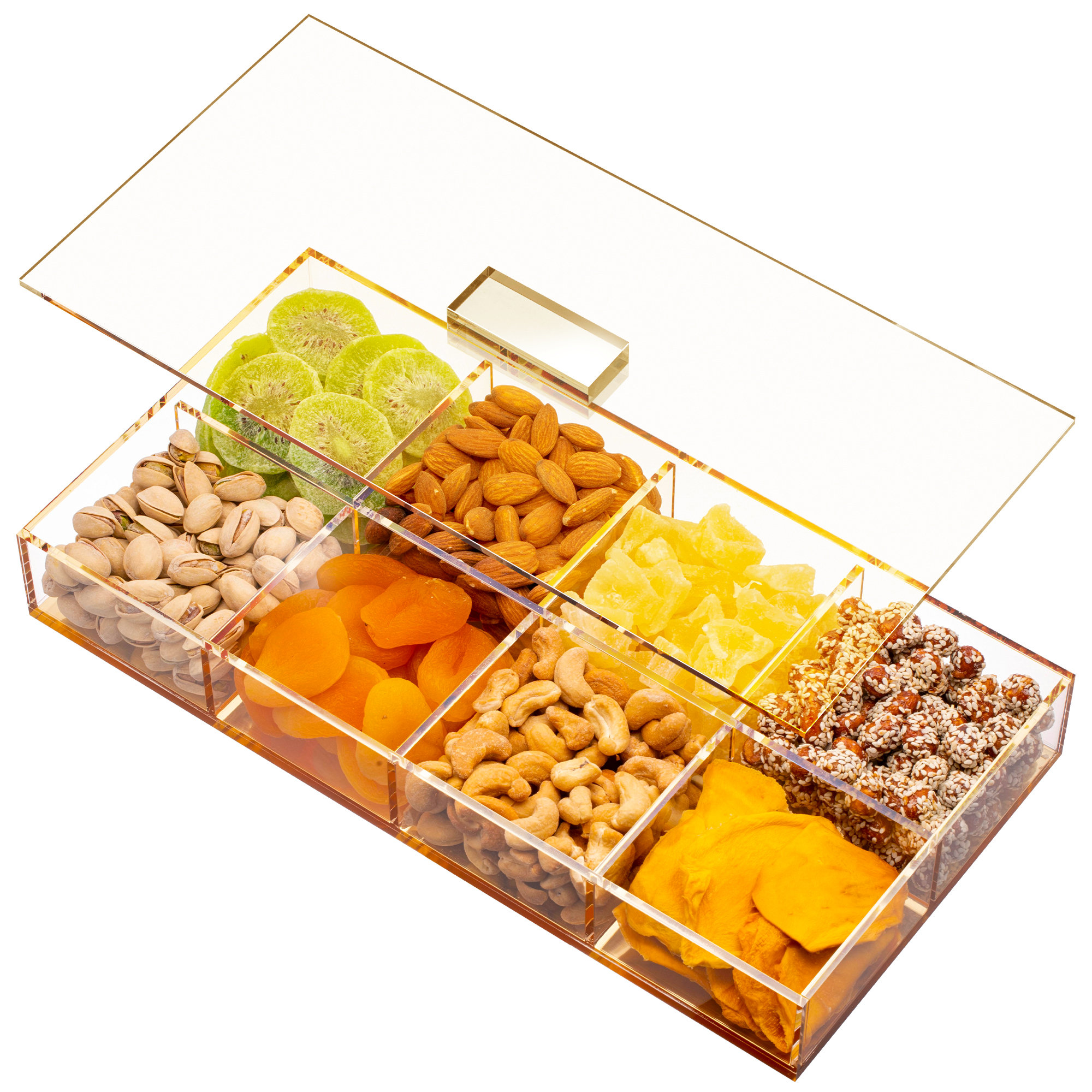 Veggie Tray with Lid Food Storage Containers Square Fruit Divided Snack  Tray Con