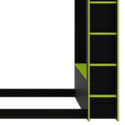 Lit mezzanine avec bureau à hauteur réglable