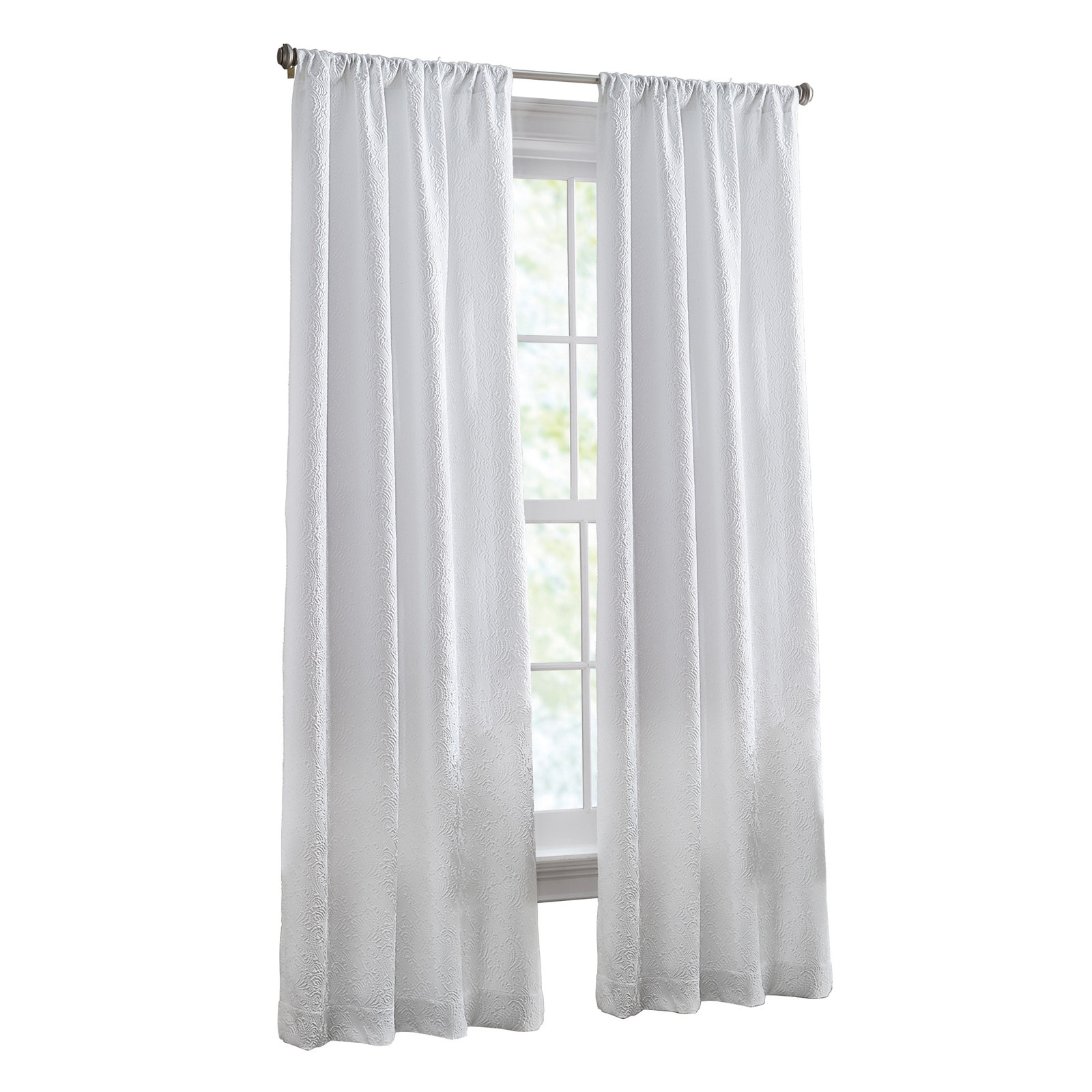 Peri Home Filigree White Curtain Panel Pair, 38" W x 108" L