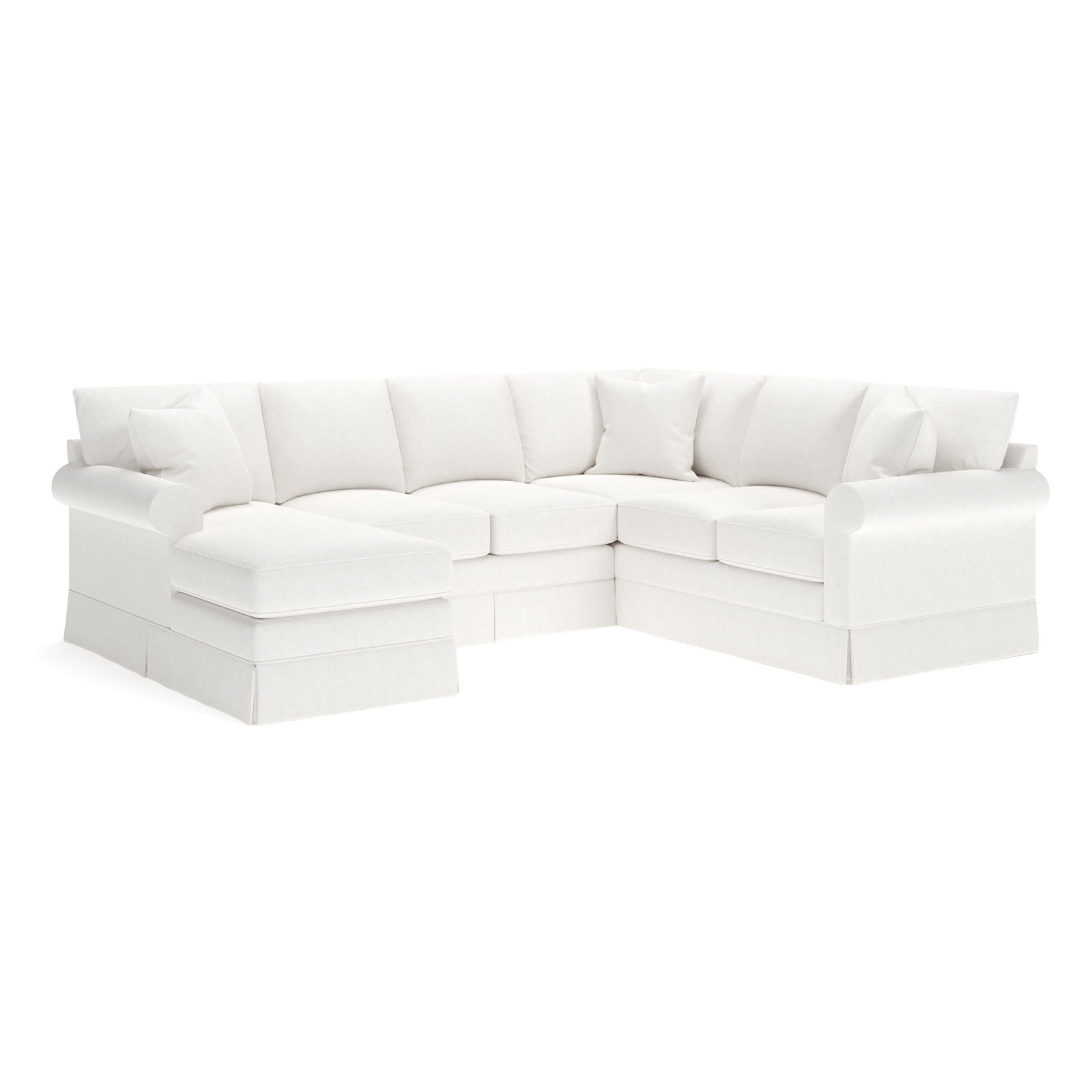Friedman Upholstered Chaise U-Sectional, Left Hand Facing, Nomad Snow Crypton® Chenille