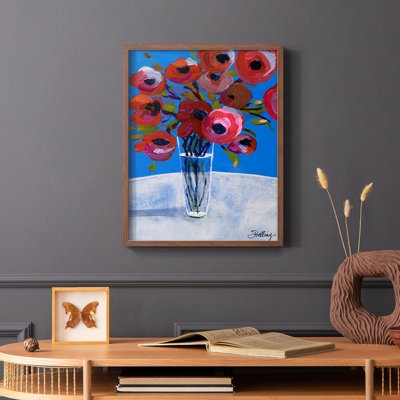 Coquelicots, reproduction encadrée - bois massif