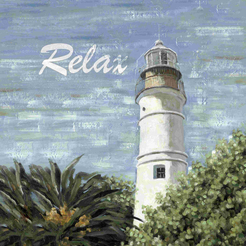 Phare blanc - peinture sur toile tendue, H 12 po x l 12 po